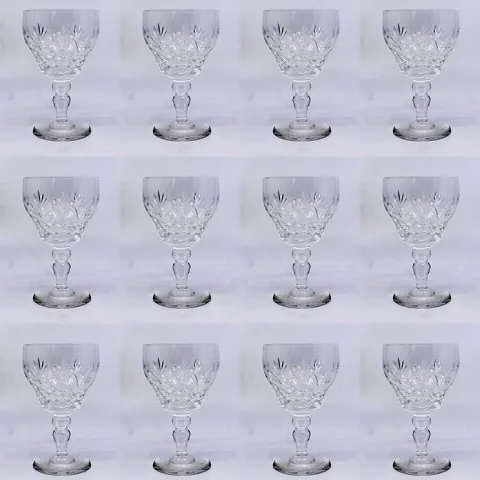 Set of 12 Royal Brierley "Elizabeth" Cut Dessert Wine Glasses