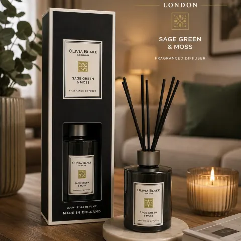 Brand New Olivia Blake London 200ml Sage Green & Moss Premium Fragranced Diffuser | RRP £52