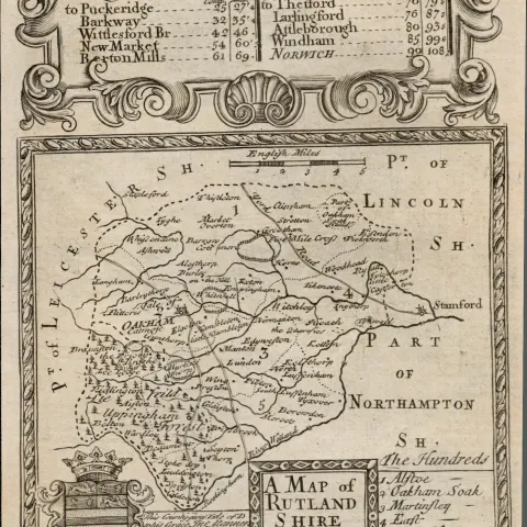 Britannia Depicta E Bowen c1730 Map Puckeridge, Newmarket Heath Cornfields.