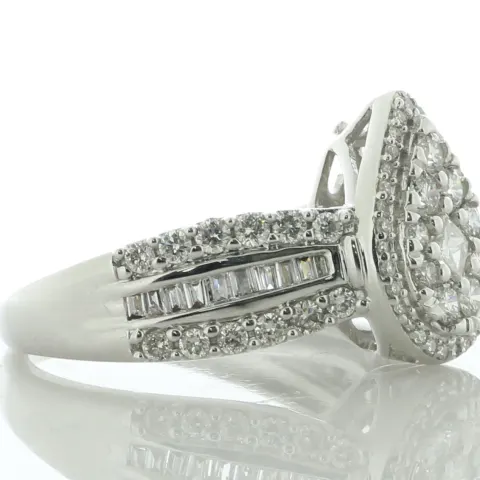 9ct White Gold Pear Cluster Claw Set Diamond Ring 1.00 Carats