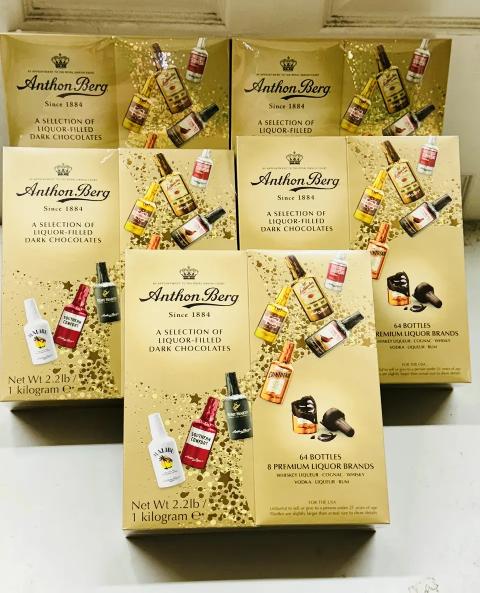 5 x Anthon Berg Chocolate Liqueurs 64 Bottles 1000g New Sealed BBE Feb 2025