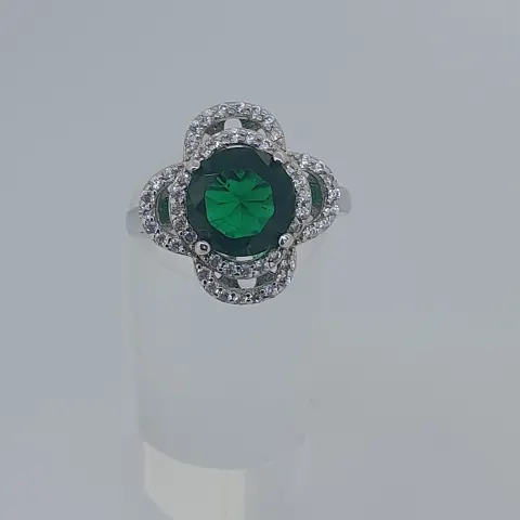 Silver ring set with CZ stones