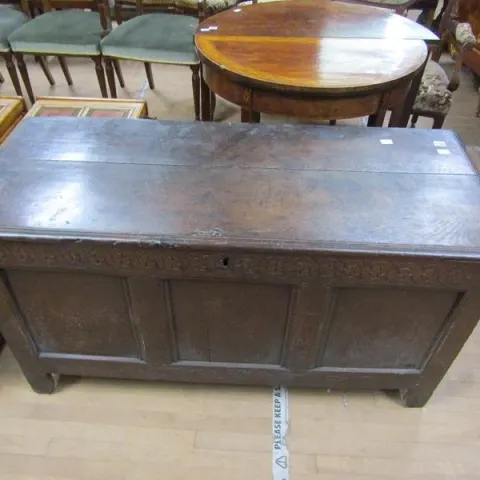 Late 17th c. Oak Three Panel Coffer