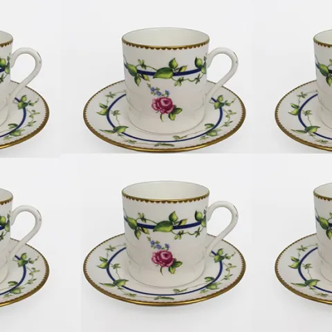 Set of 6 Royal Worcester Coffee Cans & Saucers