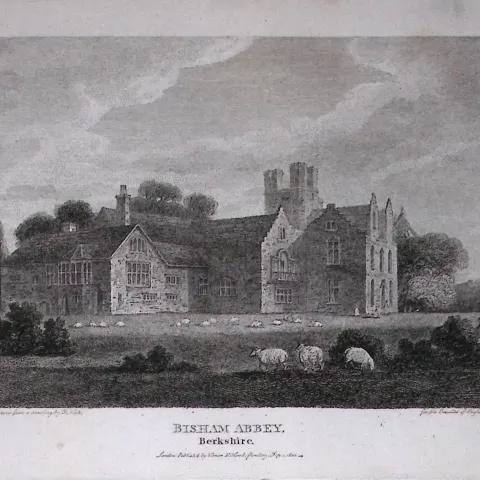 Bisham Abbey Berkshire Antique 226 Years-Old Georgian Steel-Engraving-442