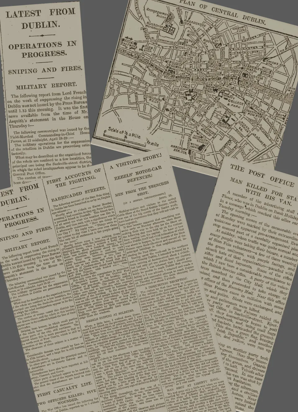 Easter Rising 1916 Newspaper Sinn Fein Rebels Take Over Key Areas of Dublin