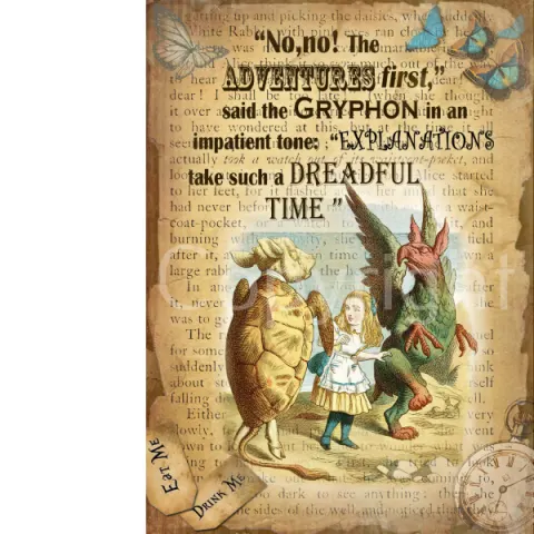Alice In Wonderland The Gryphon Designed Quote Large Metal Wall Art