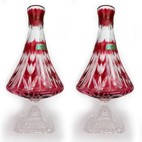Set of 4 Violetta Overlay Crystal Vases