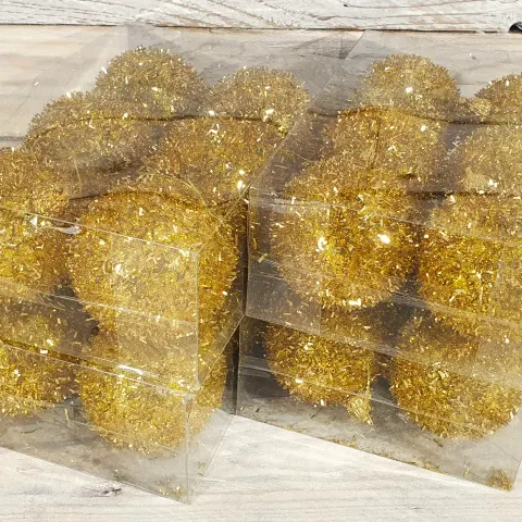 24 x gold tinsel effect, 6cm baubles