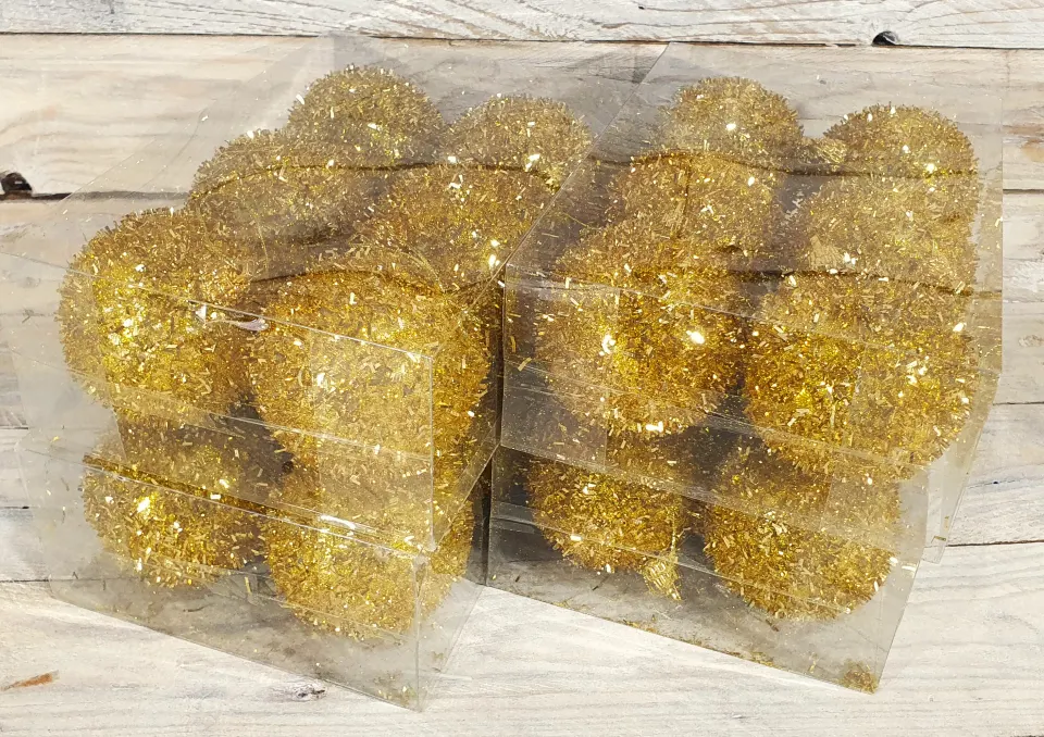 24 x gold tinsel effect, 6cm baubles