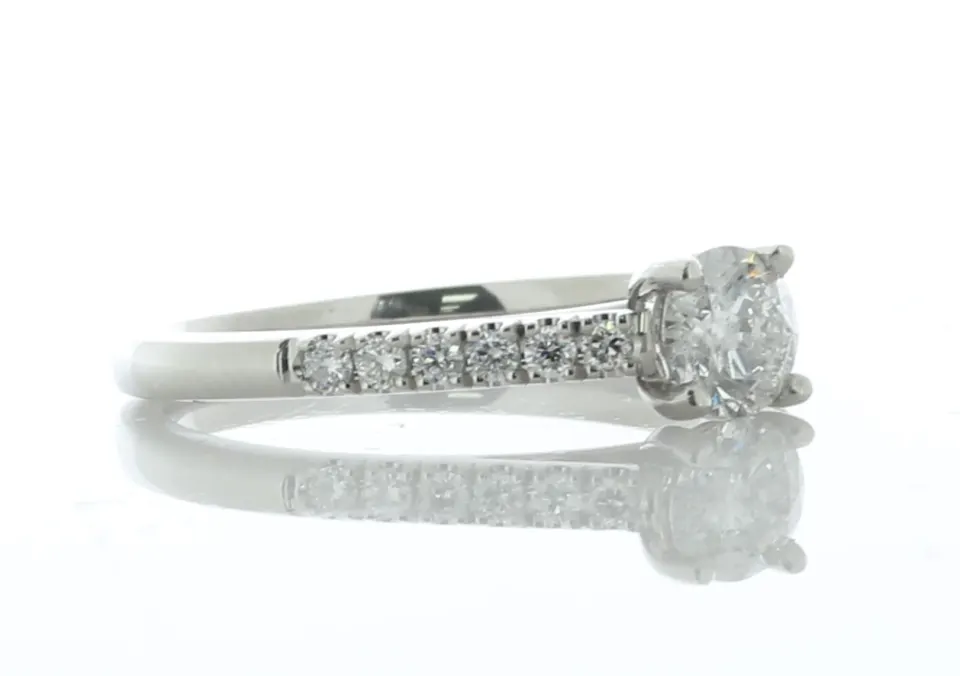 Platinum Single Stone With Stone Set Shoulders Diamond Ring (0.53) 0.74 Carats