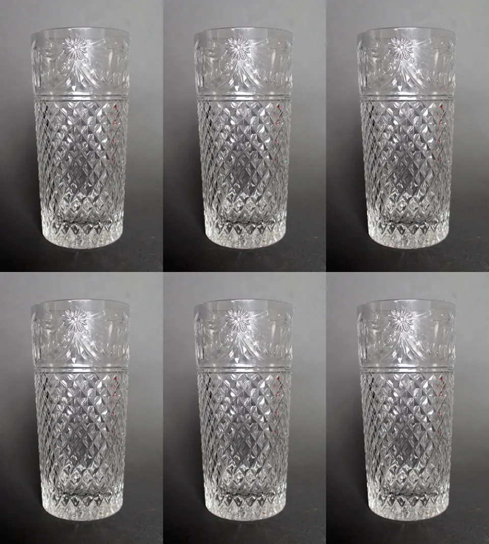 Set of 6 Stuart "Beaconsfield" Cut Crystal Highball Glasses