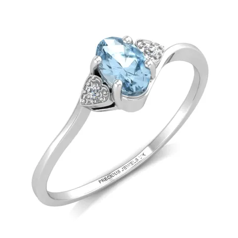 9ct White Gold Fancy Cluster Diamond Blue Topaz Ring (BT0.57) 0.01 Carats