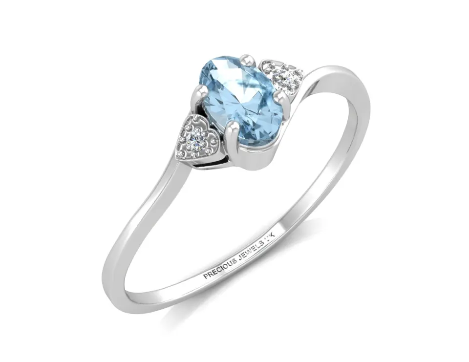 9ct White Gold Fancy Cluster Diamond Blue Topaz Ring (BT0.57) 0.01 Carats