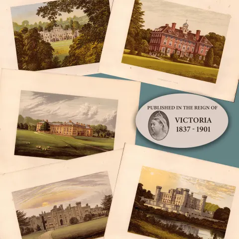 Herefordshire 150 Years-Old Job Lot Gilt-Edge Coloured Victorian Antique Book Plates.