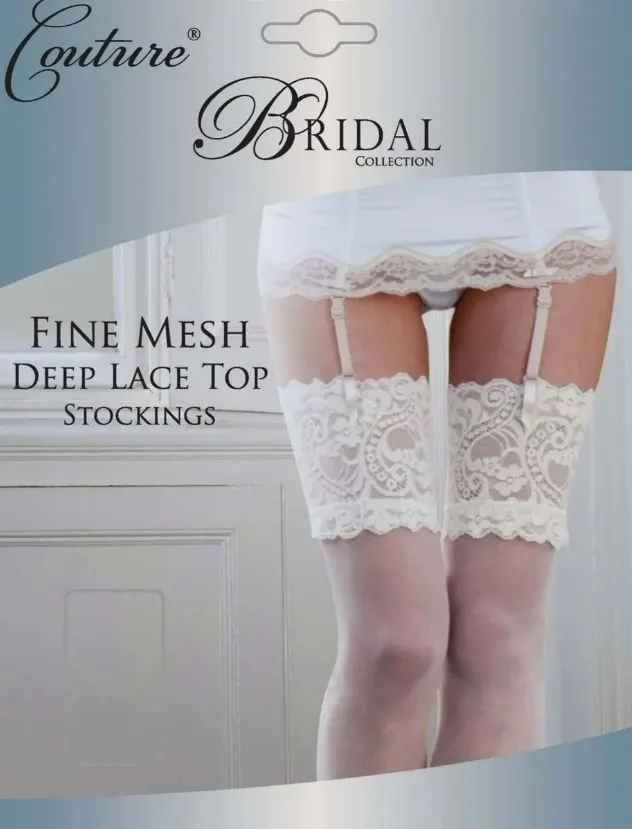 50 x Ivory Fine Mesh Deep Lace Top Stockings
