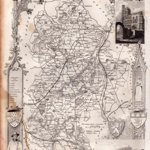Bedfordshire Steel Engraved Victorian Thomas Moule Antique Map.