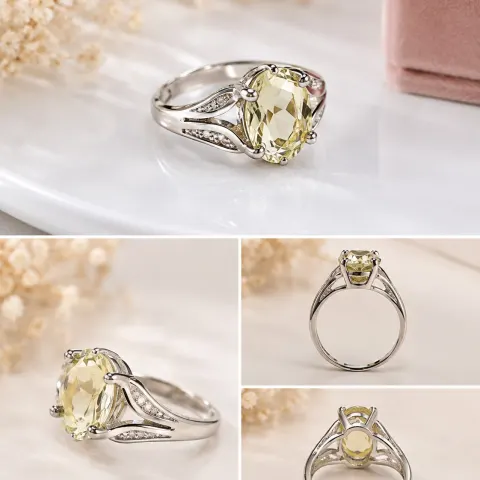 Natural Lemon Quartz Ring 3.94 Carats