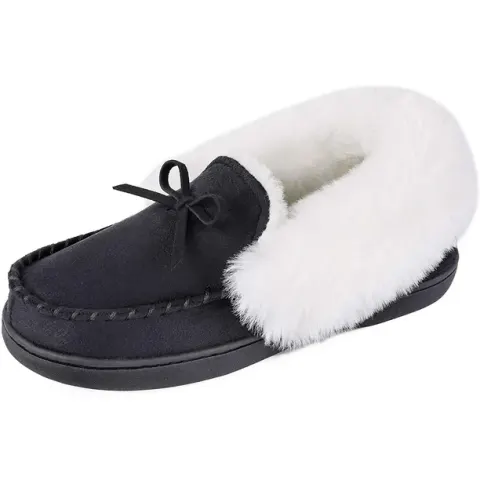 10 x Homeideas Fur Lined Ladies Black Slippers - New - RRP £199.90