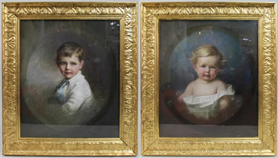 Pair of Pastel Portraits by Emily Eyres (British, 1850-1910)