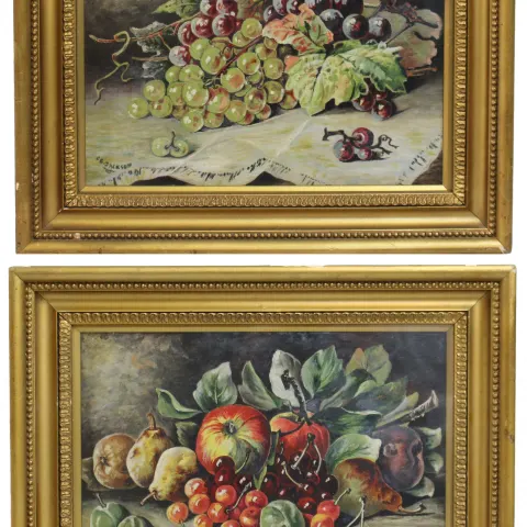 Pair of Signed Still Life Paintings Oil on Canvas