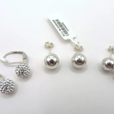 3 Pairs Sterling Silver Earrings 'New'