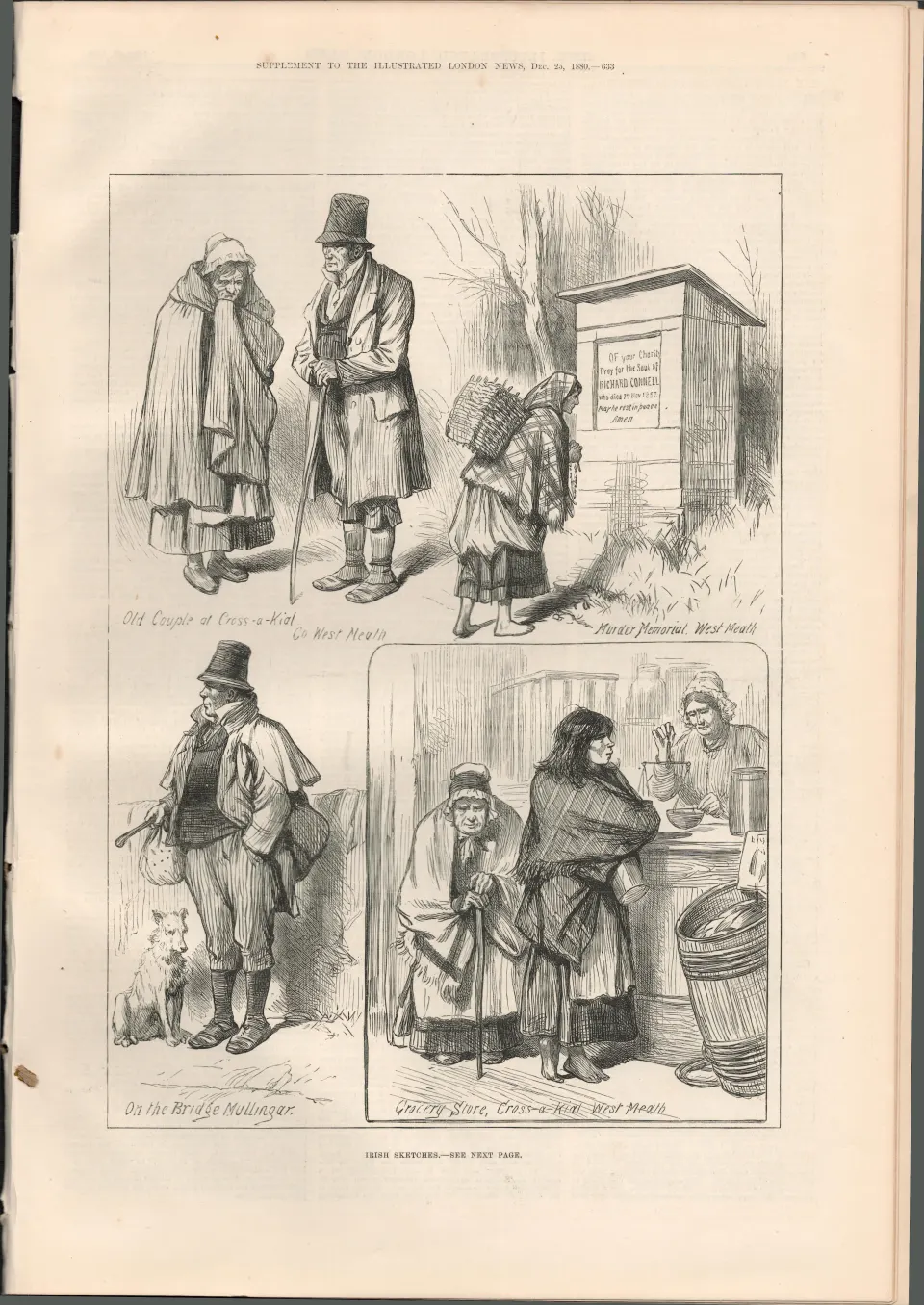 Victorian Sketches Characters of  Ireland 1880 Antique Print
