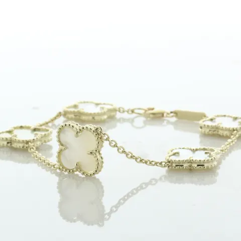 9ct Yellow Gold Vintage Alhambra Gold And Mother-Of-Pearl Bracelet
