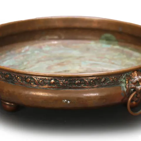 Antique Shallow Copper Footed Bowl
