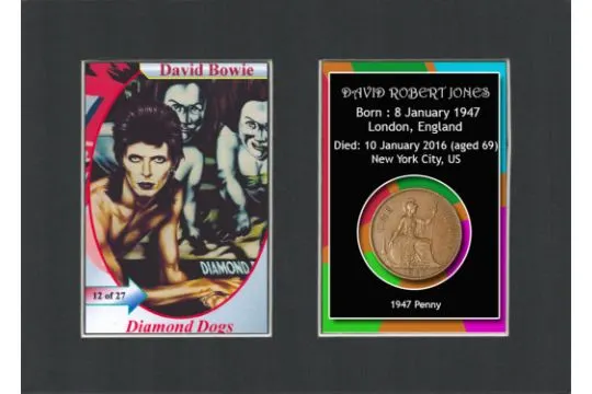 David Bowie Mounted Original 1947 Penny Metal Display Gift Set-2.