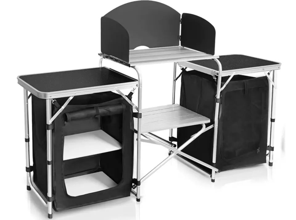 Portable Camping Table with Storage – The Ultimate Outdoor Cooking Station!