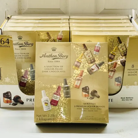 10 x Anthon Berg Chocolate Liqueurs 64 Bottles 1000g New Sealed BBE Feb 2025