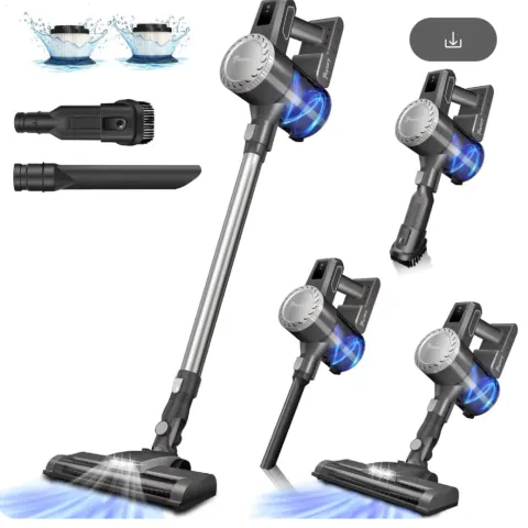 Cordless Stick Handheld Vacuum Cleaner,15000PA 6 In 1 With LED Light+2 HEPA Filters+2000mAh 6-Cells
