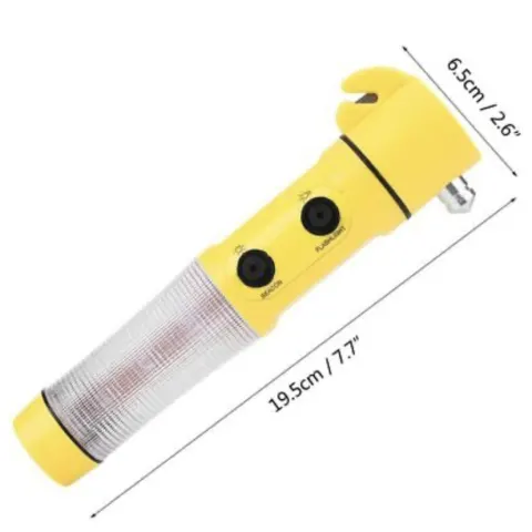 AA 3-IN-1 Emergency Beacon, Flashlight, Seat Belt Cutter and Glass Hammer