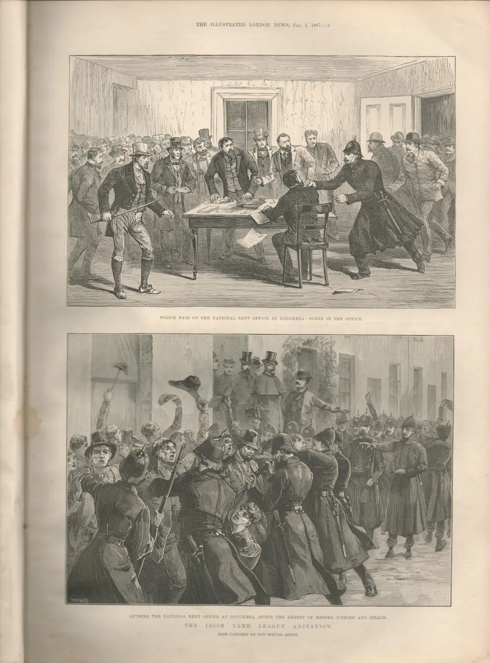 1887 Irish Land Wars  Galway after the Arrests of Messer’s 0’Brien & Dillion.