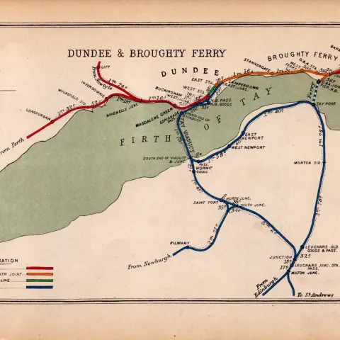 Dundee & Broughty Ferry Scotland Antique Railway Diagram-26.