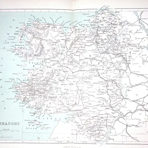 The Province of Connaught Ireland 150 Years-Old Coloured Antique 1875 Map-2