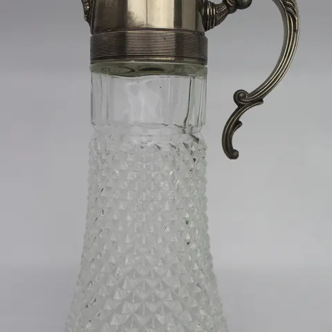 Large Silver Plated Pressed Crystal Claret Jug