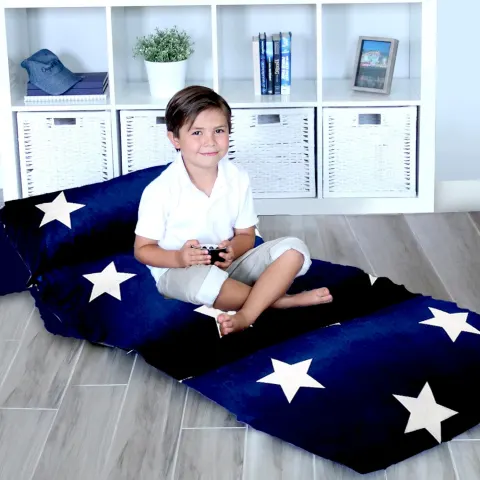16 x Butterfly Craze Floor Pillow Case, Mattress Bed Lounger Cover, Navy, King Size RRP £29.99