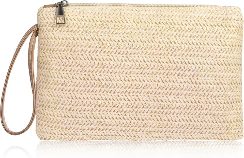 10 x Womens Straw Clutch Handbag Lb10