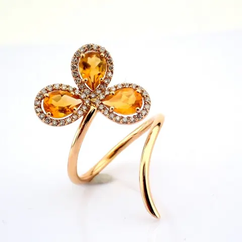18K Rose Gold Ring 1.77 Ct Citrine and 0.35Ct Brilliant Diamonds
