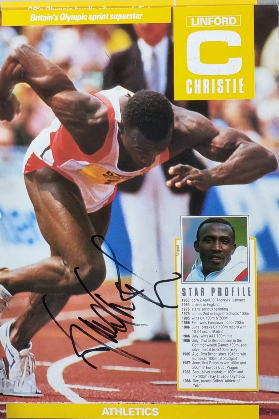 Linford Christie Original Signature