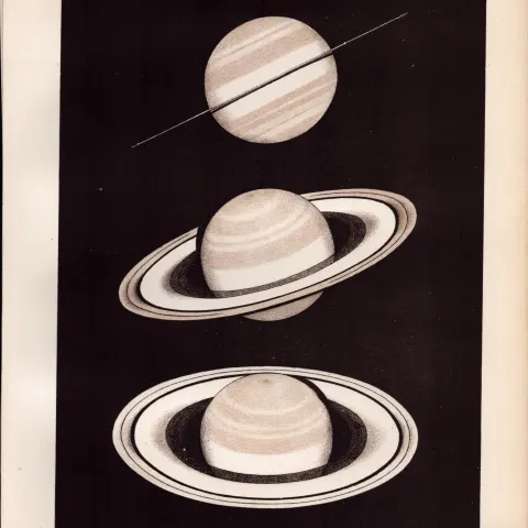 Planet Saturn Victorian Antique 1892 Atlas of Astronomy 11.