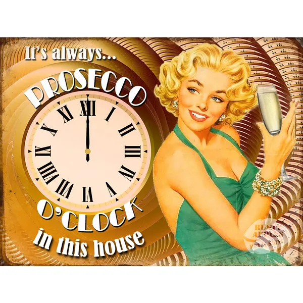 Its Always Prosecco O' Clock Large Metal Wall Art
