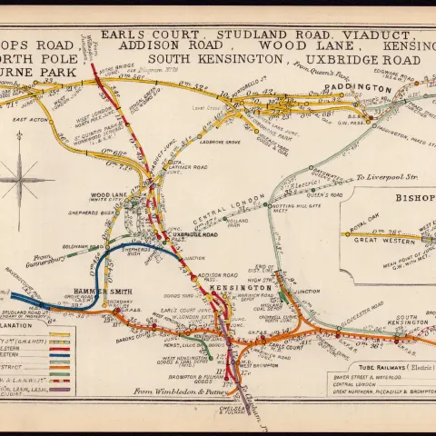 Earls Court Hammersmith Kensington London Antique Railway Diagram-39.