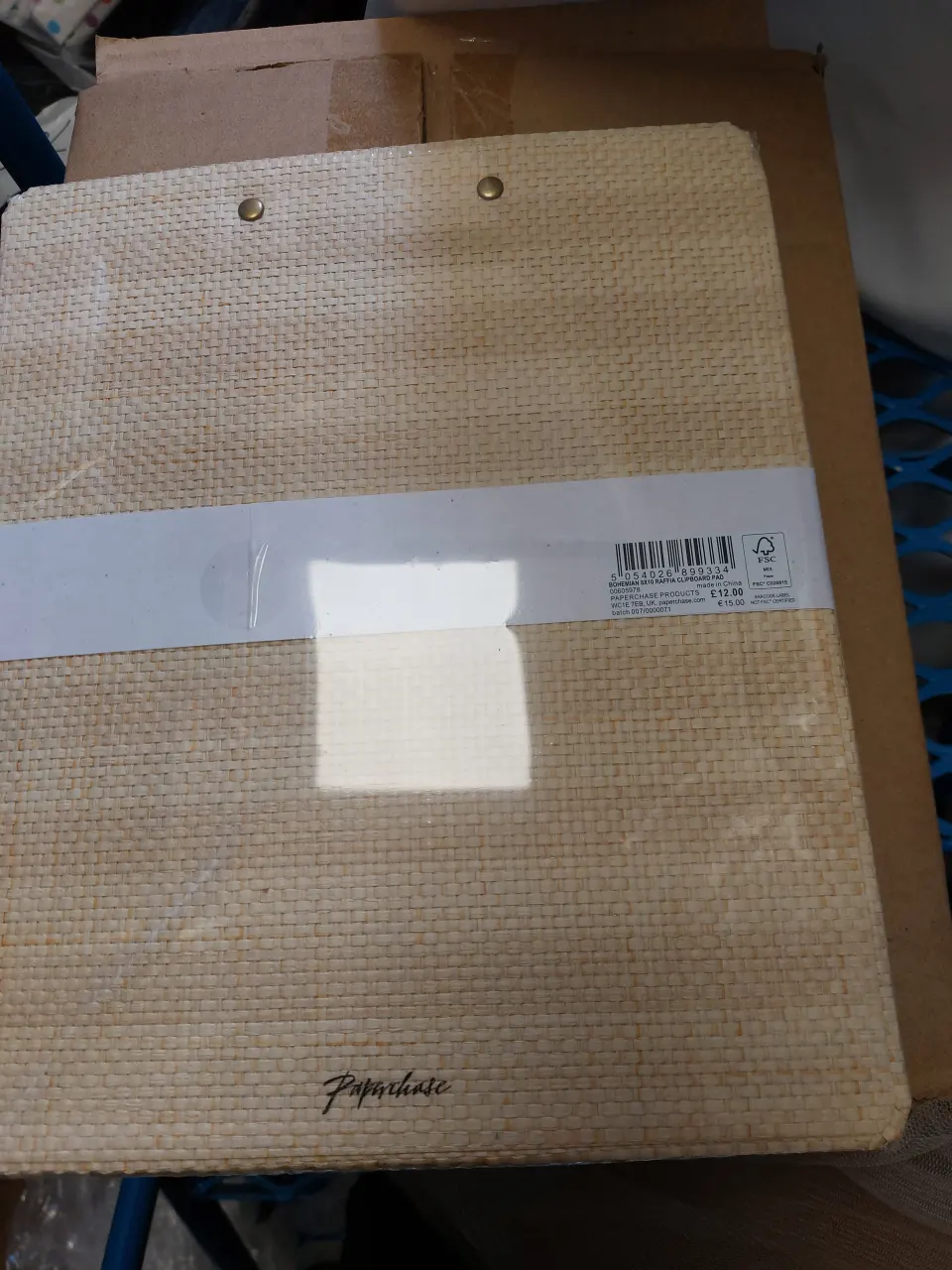 Bohemian Raffia clipboard and pad 8 x 10.  Box of 8.  RRP £96