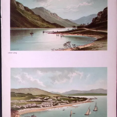 Scotland Loch Eck & Dunoon Antique Coloured Print-26
