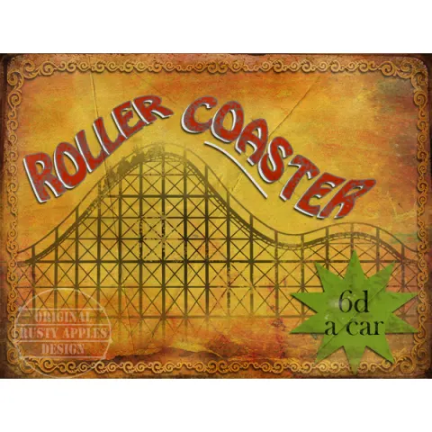 Roller Coaster   Fairground Large Metal Wall Art.