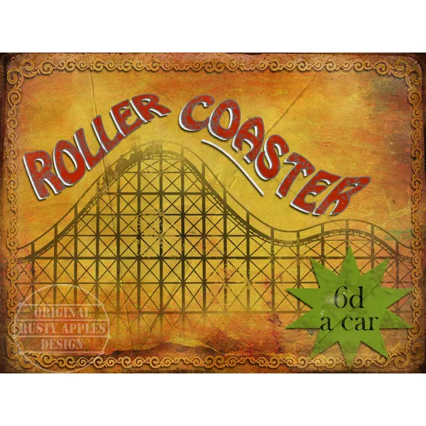 Roller Coaster   Fairground Large Metal Wall Art.