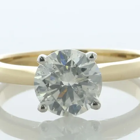 18ct Yellow Gold Single Stone Prong Set Diamond Ring 1.58 Carats